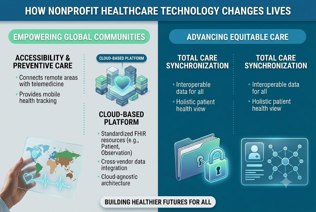 How nonprofit healthcare technology changes lives: connecting remote communities, cloud-based FHIR platforms, and synchronized, interoperable patient data