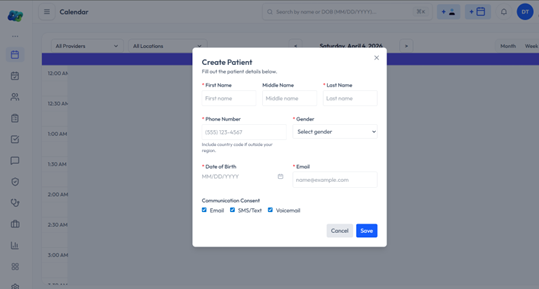 Ciyex EHR Create Patient Form